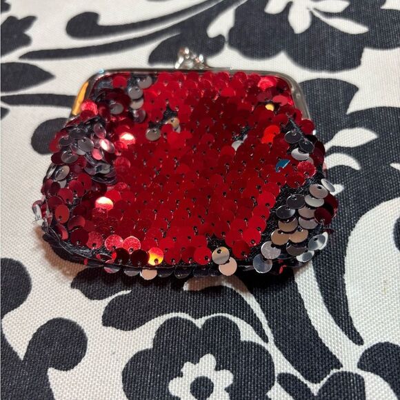 New Red Sequin Coin Purse Reversible Sequins Mini Wallets Magic Flip Sequin - Picture 1 of 7